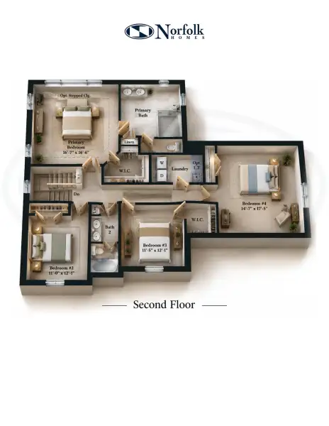 2D floor plan layout for the The Briarhaven III by Norfolk Homes in Offsite Builds Southern Michigan, Ann Arbor, MI (Image 4).