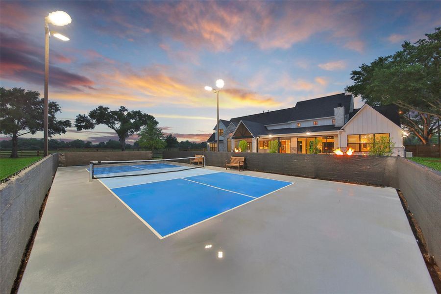 Regulation Size Pickelball Court with over 110k lumens of light guaranteeing no dark spots on the court. Regulation Size Pickelball Court with over 110k lumens of light guaranteeing no dark spots on the court.