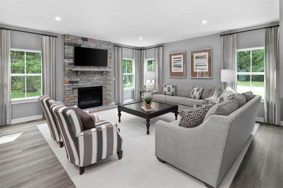 Representative furnished interior of a home built from the Roanoke by Ryan Homes in Backwoods Farms, Moyock (Image 8). Representative furnished interior of a home built from the Roanoke by Ryan Homes in Backwoods Farms, Moyock (Image 8).