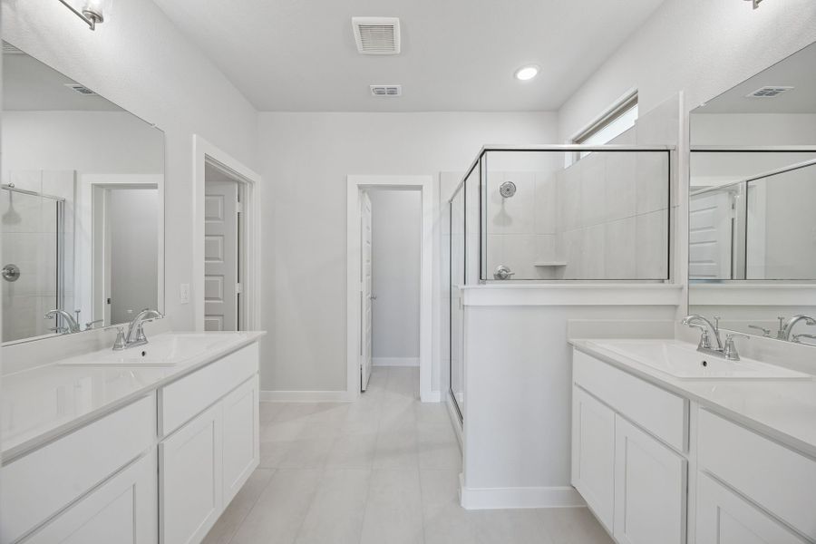 Primary Bathroom in the Masters home plan by Trophy Signature Homes – REPRESENTATIVE PHOTO