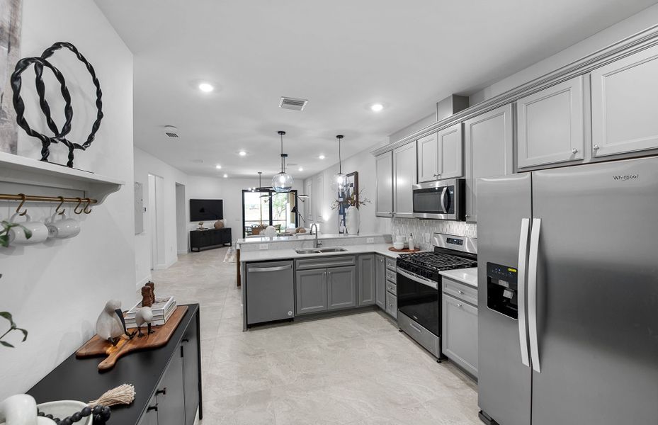 Kitchen with flow through layout