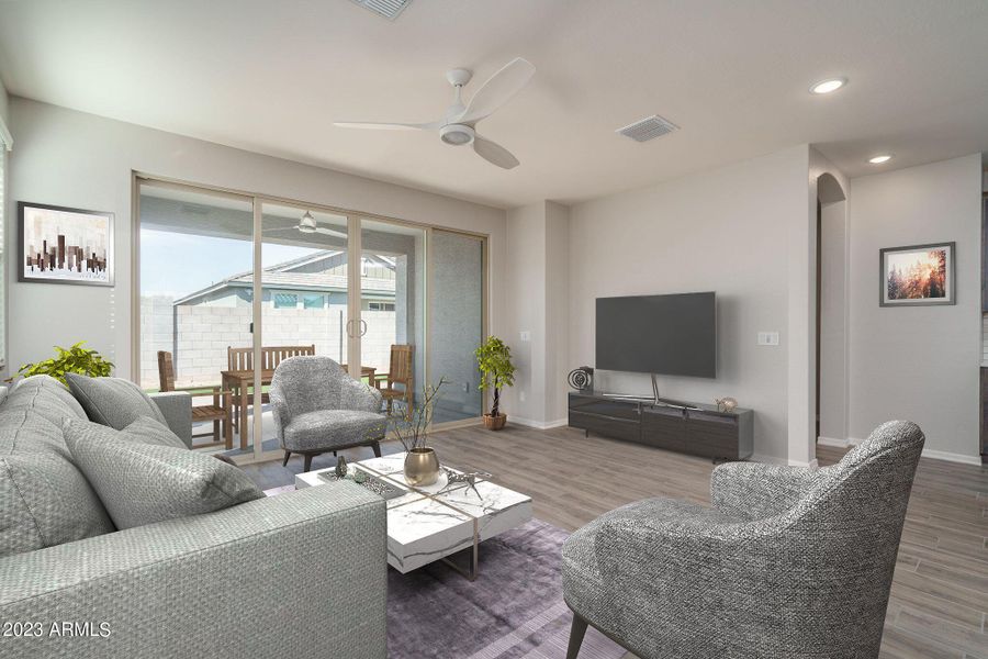 Furnished interior in a model home at Calistoga at Estrella Commons in Goodyear (Image 15). Furnished interior in a model home at Calistoga at Estrella Commons in Goodyear (Image 15).