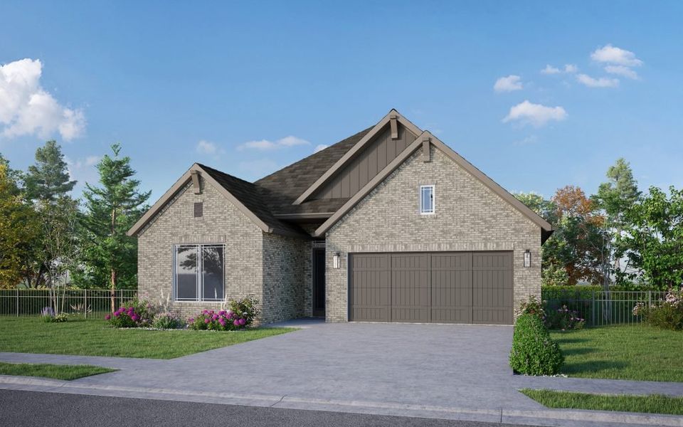 Representative exterior photo of a completed home built from the The Cayman by Stonefield Homes in The Highlands, Rockwall, TX (Image 29).