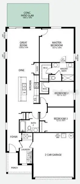 2D floor plan layout of this home in Lake Deer Estates, Poinciana, FL (Image 3).