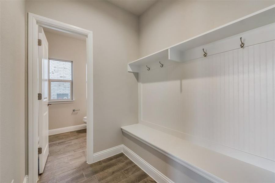 Mudroom wood-style floors