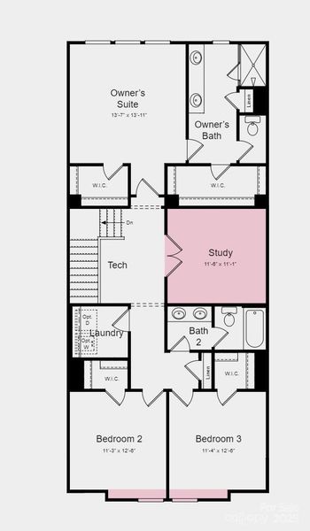 Second Floor Plan - Structural options added include: study.