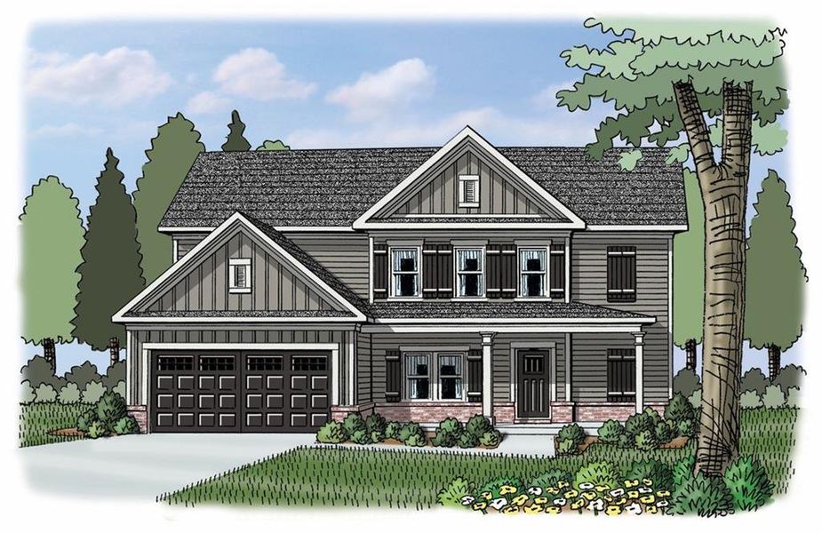 Front exterior of a new home in Red Oak Ridge, Loganville, GA, highlighting curb appeal (Image 1).