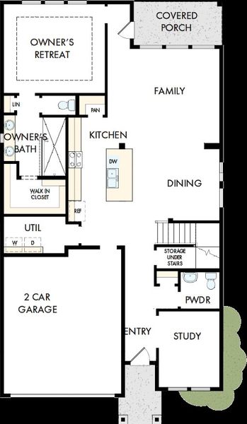 2D floor plan layout of this home in Mayfair - Select Classic Series, New Braunfels, TX (Image 2).