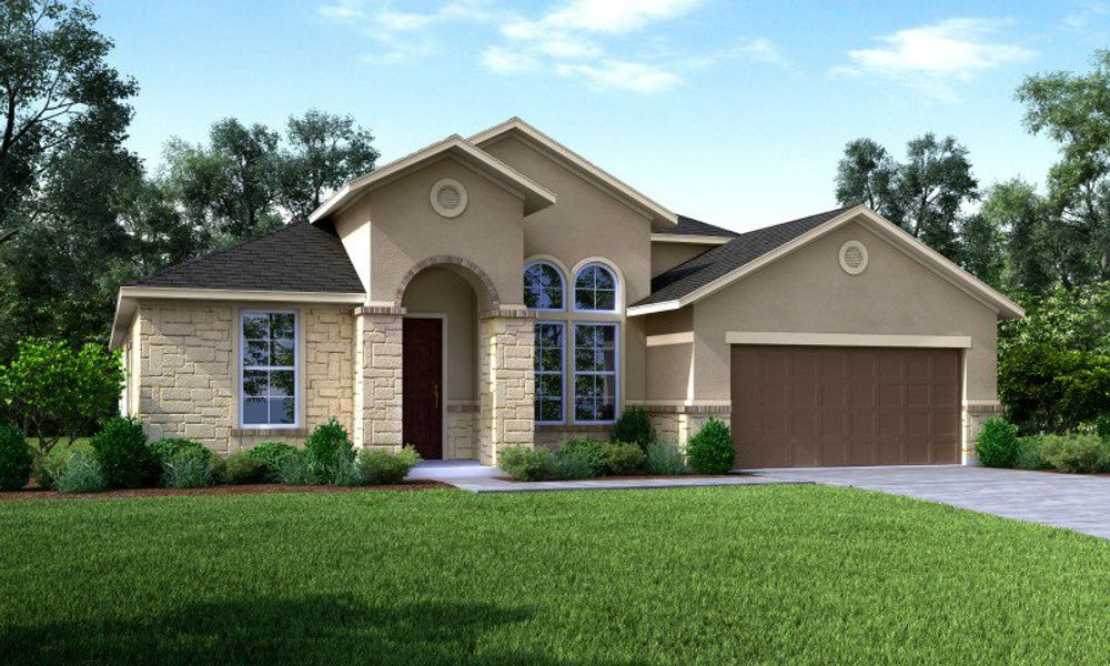 Representative exterior photo of a completed home built from the Fredericksburg by Beazer Homes in Amira: Hilltop Collection, Tomball, TX (Image 14).