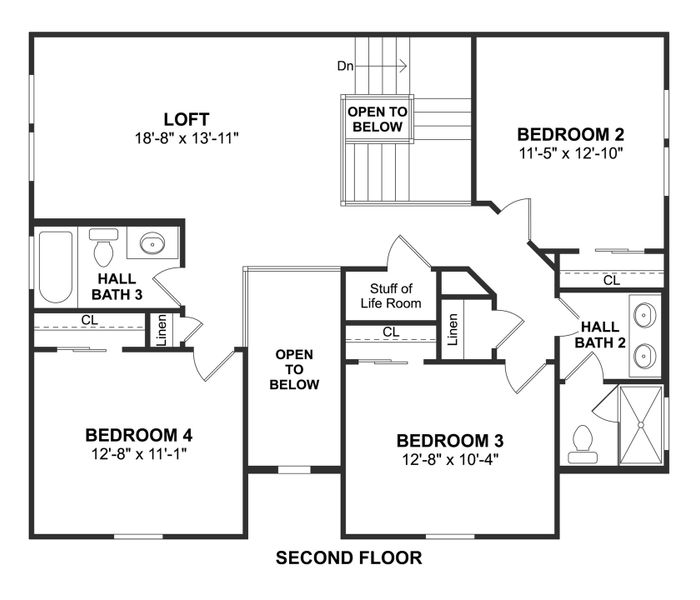2D floor plan layout for the Santa Fe by K. Hovnanian® Homes in Kreymer at the Park, Wylie, TX (Image 5).