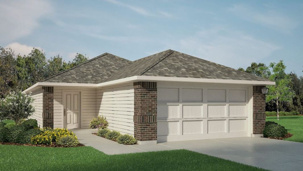 Front exterior of a new home in Deer Meadows, Odessa, TX, highlighting curb appeal (Image 16).