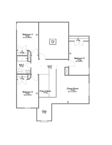 2D floor plan layout of this home in Eastern Wells, Jarrell, TX (Image 4).