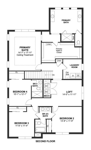 2D floor plan layout for the Rhodes II by K. Hovnanian® Homes in Salerno Reserve - Single Family, Stuart, FL (Image 4).