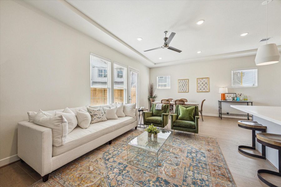 Representative photo showing the community’s model home living room. Layout and selections may vary.