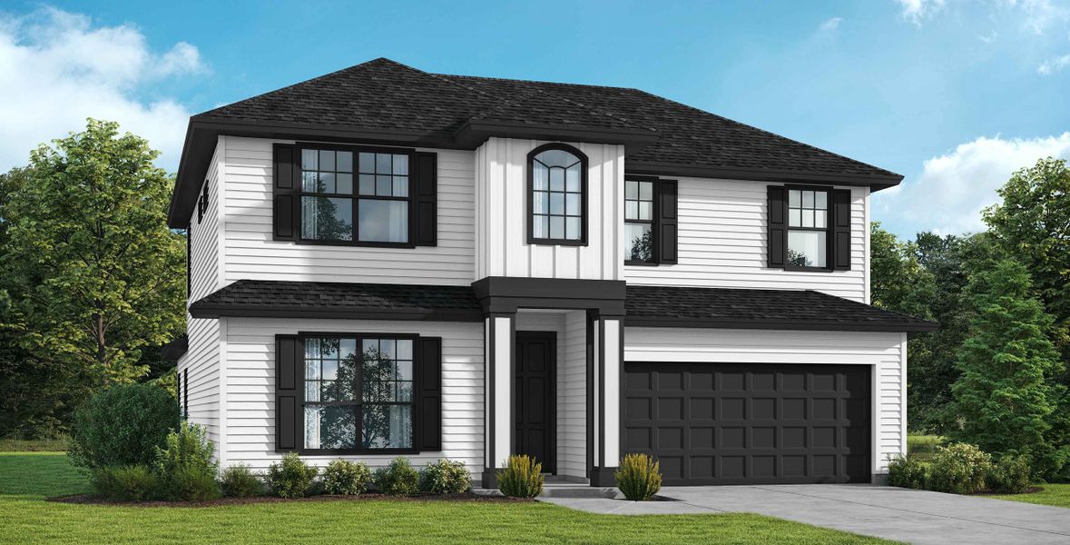 Representative exterior photo of a completed home built from the Brisbane by SEDA New Homes in Weston Woods, Jacksonville, FL (Image 1). Representative exterior photo of a completed home built from the Brisbane by SEDA New Homes in Weston Woods, Jacksonville, FL (Image 1).