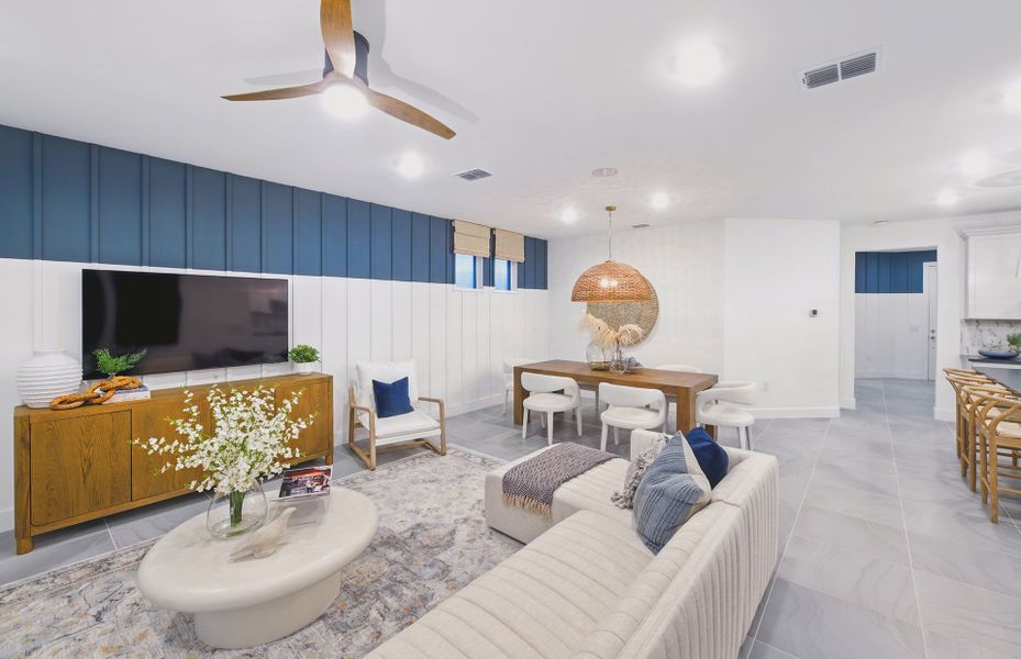 Spacious living area seamlessly connected together Spacious living area seamlessly connected together