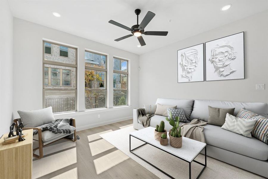 Furnished interior view inside a new home in Hillside at Las Colinas, Irving (Image 8). Furnished interior view inside a new home in Hillside at Las Colinas, Irving (Image 8).