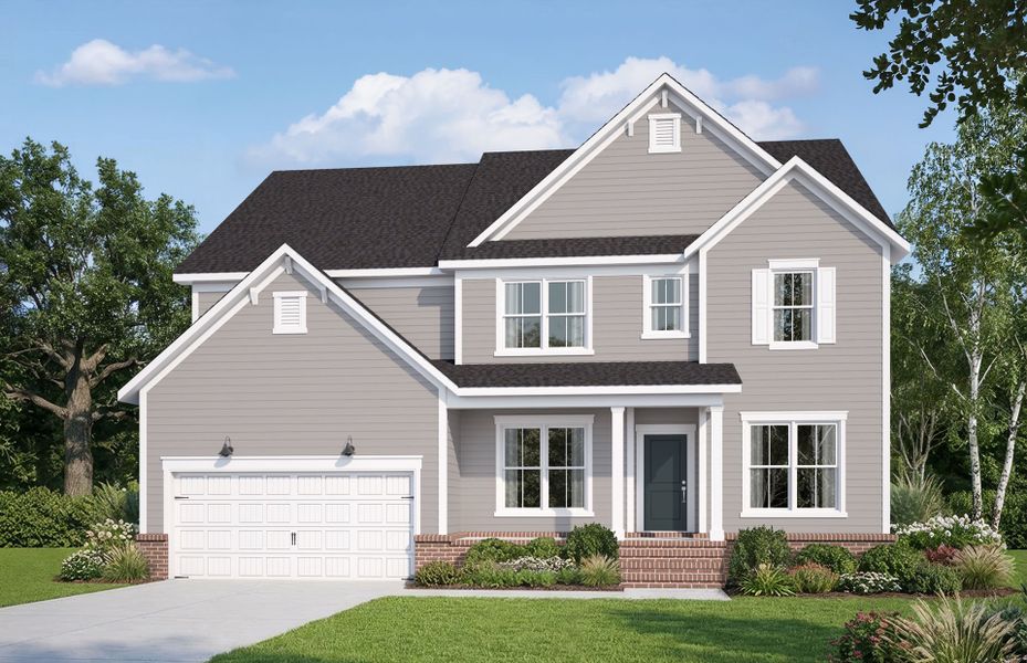 Front exterior of a new home in Everbrook, Angier, NC, highlighting curb appeal (Image 20).