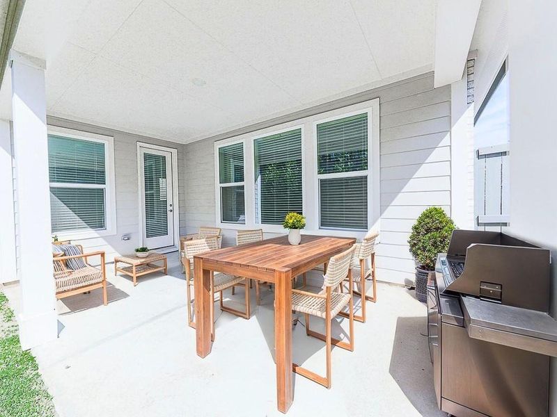 Exterior details and patio area of a home in Glenhaven at Ridgewalk, Woodstock (Image 3).