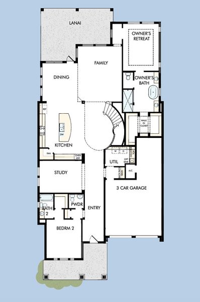 2D floor plan layout for the The Manville by David Weekley Homes in Laureate Park at Lake Nona - Park Series, Orlando, FL (Image 5). 2D floor plan layout for the The Manville by David Weekley Homes in Laureate Park at Lake Nona - Park Series, Orlando, FL (Image 5).
