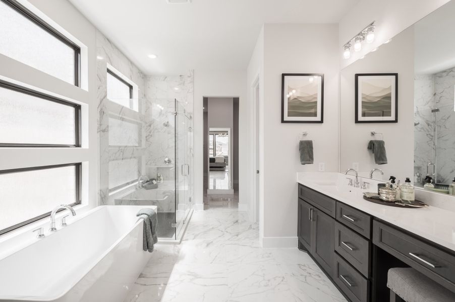 Representative furnished interior of a home built from the Bogata by Tri Pointe Homes in Harvest Green, Richmond (Image 56).
