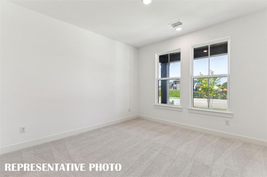 You'll find nicely sized secondary bedrooms in our Rochelle floor plan.  REPRESENTATIVE PHOTO