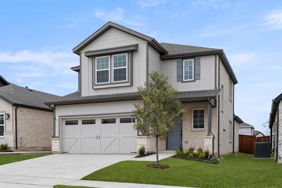 Front exterior of a new home in The Villages of Hurricane Creek, Anna, TX, highlighting curb appeal (Image 2). Front exterior of a new home in The Villages of Hurricane Creek, Anna, TX, highlighting curb appeal (Image 2).