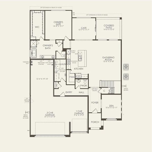2D floor plan layout for the Messina by Pulte Homes in Upper Canyon, Phoenix, AZ (Image 3).