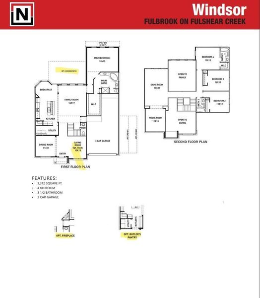 WINDSOR - FLOOR PLAN - hi-lighted options WINDSOR - FLOOR PLAN - hi-lighted options