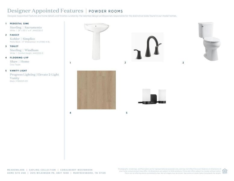Sample of building materials used in homes in Meadowlark - Sapling Collection, Murfreesboro (Image 9).