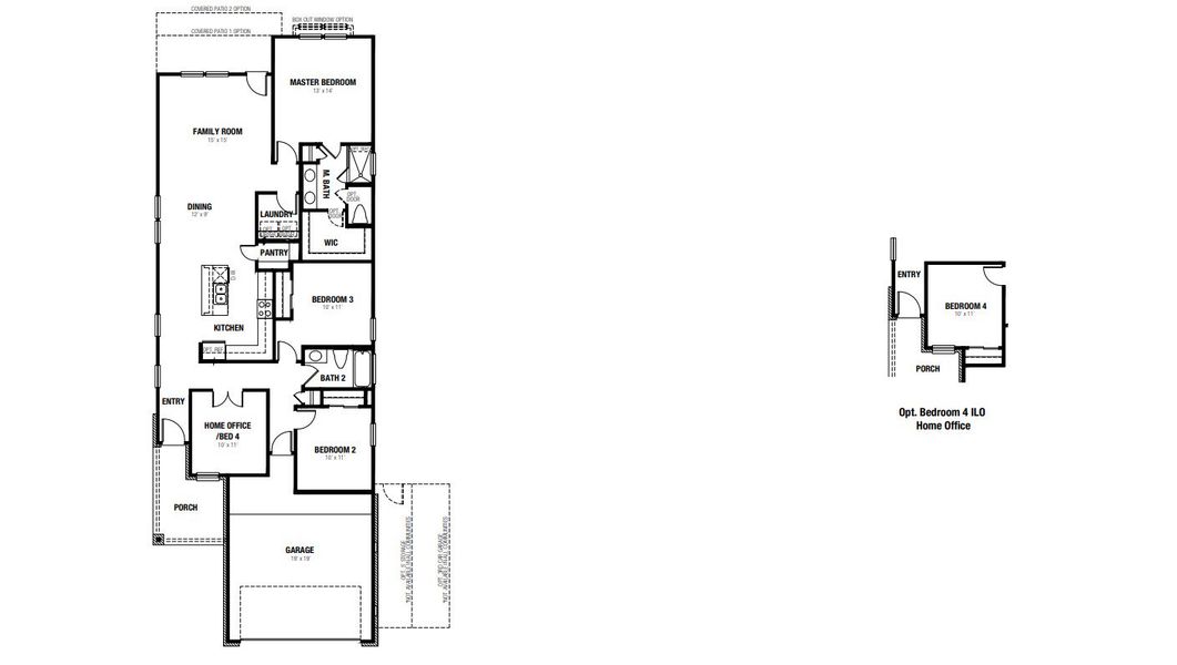 2D floor plan layout for the Inverness by Scott Felder Homes in Mayfair, New Braunfels, TX (Image 3).