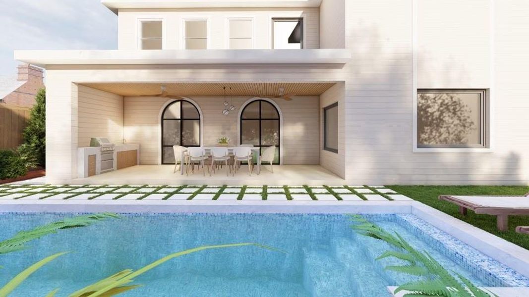 *This image is a digital rendering of a potential pool design for the backyard. Pool is not included.* *This image is a digital rendering of a potential pool design for the backyard. Pool is not included.*