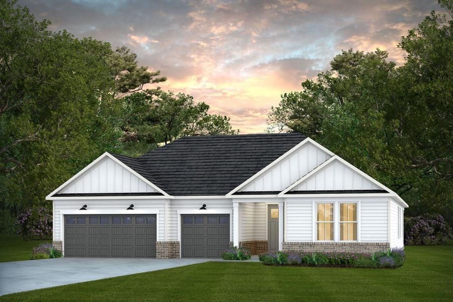 Representative exterior photo of a completed home built from the Renown by Del Webb in Del Webb Carolina Ridge, Midland, NC (Image 26).