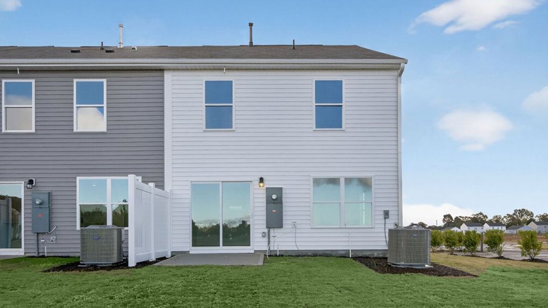 Exterior details and patio area of a home in The Townes at Honeycutt Oaks, Angier (Image 4).