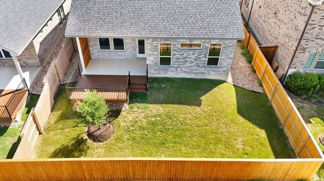 Exterior details and patio area of a home in Santa Rita Ranch, Liberty Hill (Image 3). Exterior details and patio area of a home in Santa Rita Ranch, Liberty Hill (Image 3).