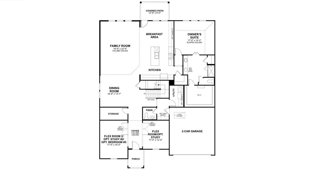 2D floor plan layout for the Dickinson X Dc by M/I Homes in Berryknoll, Montgomery, TX (Image 3).