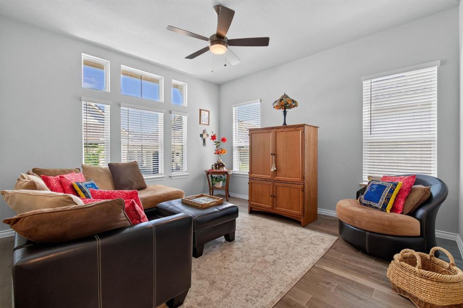 A well-lit living area features abundant natural light and a comforting atmosphere. A well-lit living area features abundant natural light and a comforting atmosphere.