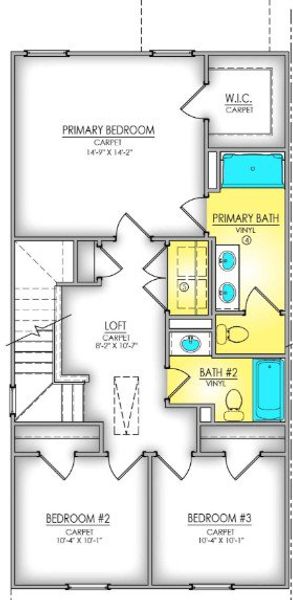 2D floor plan layout of this home in Meece Townhomes, Easley, SC (Image 3).