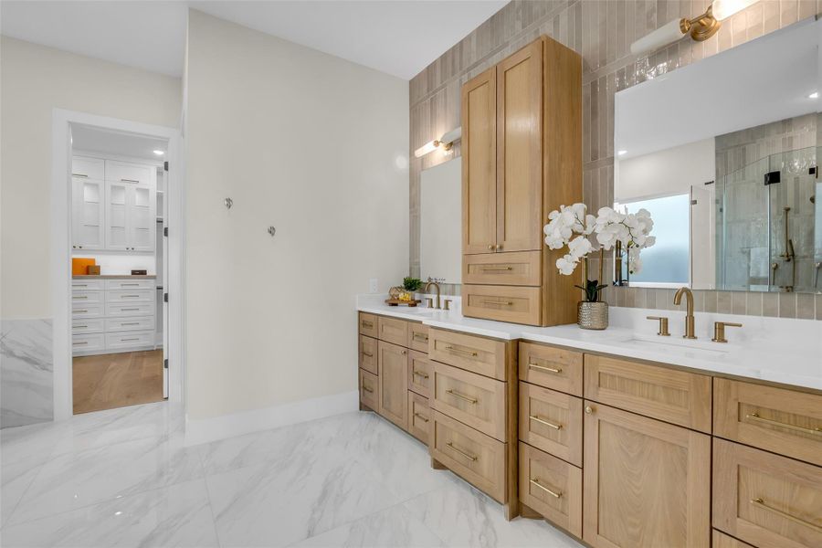 Primary bath is beautiful and invokes serenity