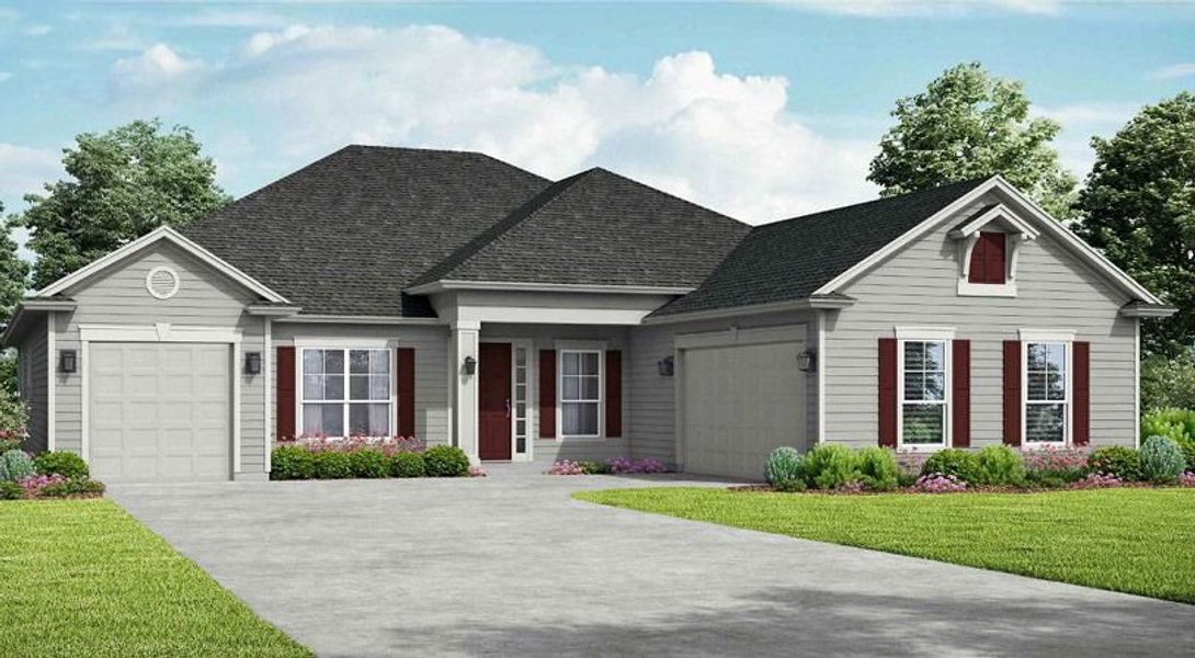 Representative exterior photo of a completed home built from the Hampton by SEDA New Homes in Sandy Bluff, Yulee, FL (Image 2).