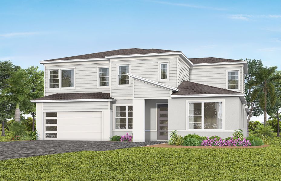 Representative exterior photo of a completed home built from the Merlot Grand by Pulte Homes in Lakehaven Estates, Clermont, FL (Image 9). Representative exterior photo of a completed home built from the Merlot Grand by Pulte Homes in Lakehaven Estates, Clermont, FL (Image 9).