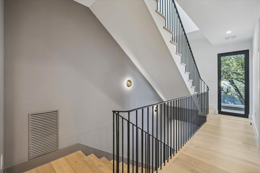 Staircase with wood finished floors Staircase with wood finished floors