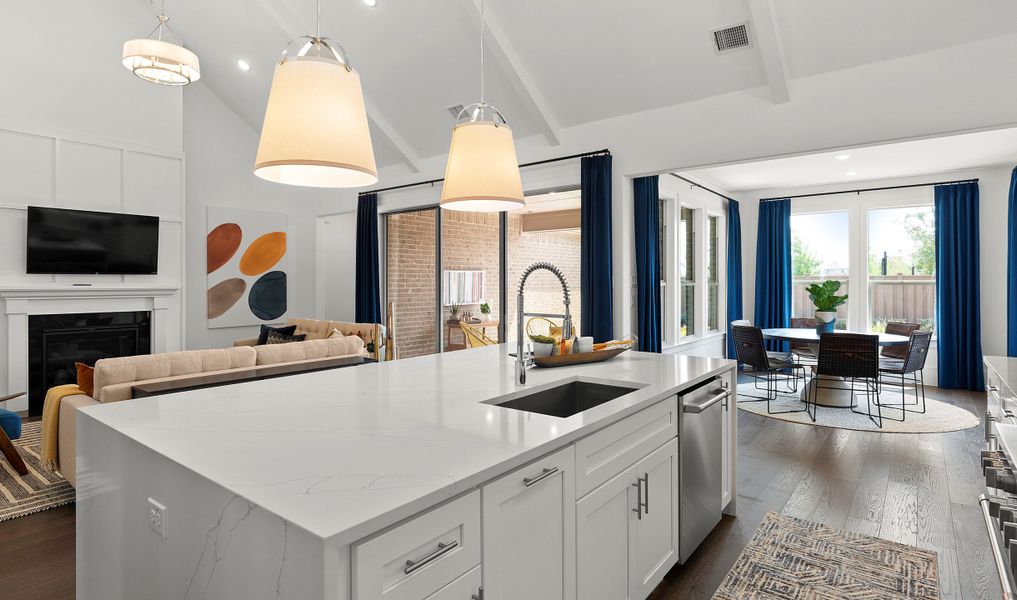 Kitchen overlooking dining area