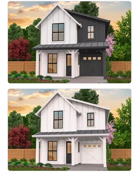 Two Elevations of front view of to be built home Two Elevations of front view of to be built home