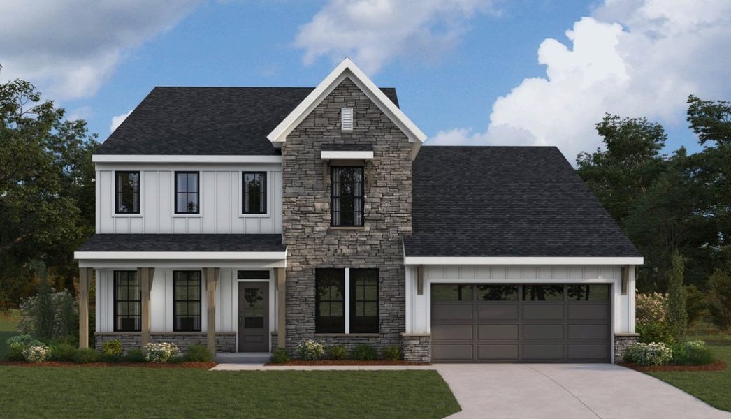 Representative exterior photo of a completed home built from the Winston by Fischer Homes in Breakfast Point East, Panama City Beach, FL (Image 1).