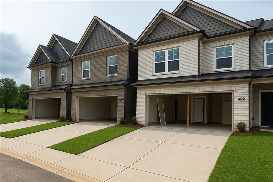 Front exterior of a new home in Governors Parc, Kennesaw, GA, highlighting curb appeal (Image 17). Front exterior of a new home in Governors Parc, Kennesaw, GA, highlighting curb appeal (Image 17).