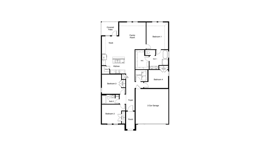 2D floor plan layout for the Fir by D.R. Horton in Treeline, Justin, TX (Image 3).