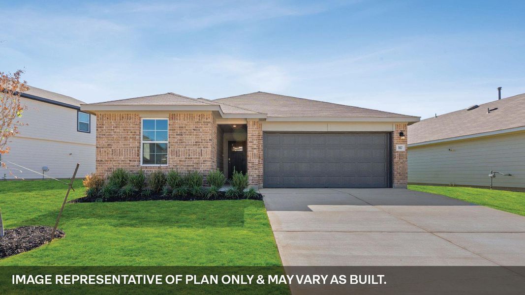 Front exterior of a new home in Briarwood, Elgin, TX, highlighting curb appeal (Image 25). Front exterior of a new home in Briarwood, Elgin, TX, highlighting curb appeal (Image 25).