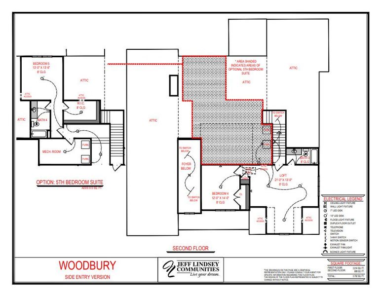 2D floor plan layout for the Woodbury F by Jeff Lindsey Communities in Bernhard Farms, Fayetteville, GA (Image 3).