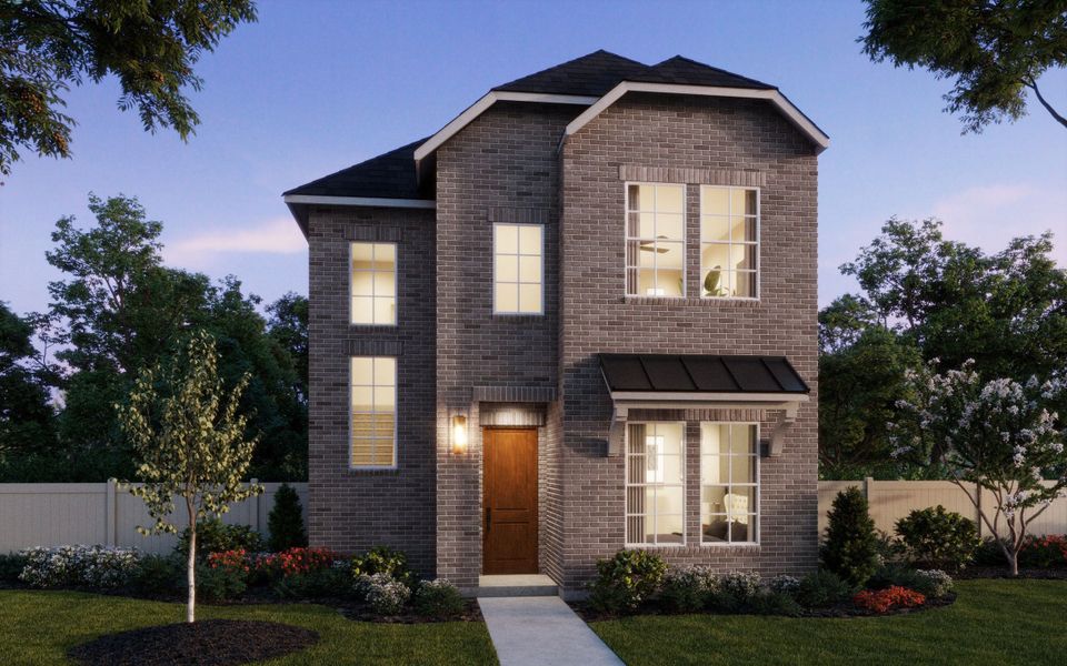 Representative exterior photo of a completed home built from the Bella by Normandy Homes in The Heights at Uptown, Celina, TX (Image 4). Representative exterior photo of a completed home built from the Bella by Normandy Homes in The Heights at Uptown, Celina, TX (Image 4).